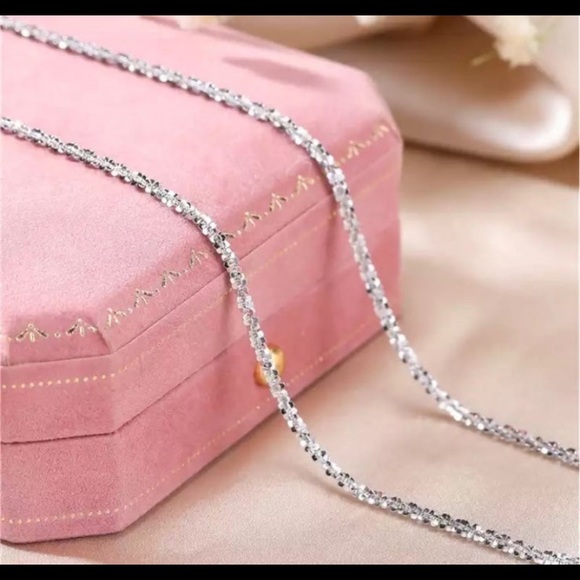 Silver necklace sparkling Italian womans sparkle beautiful classy elegant new - Picture 8 of 10